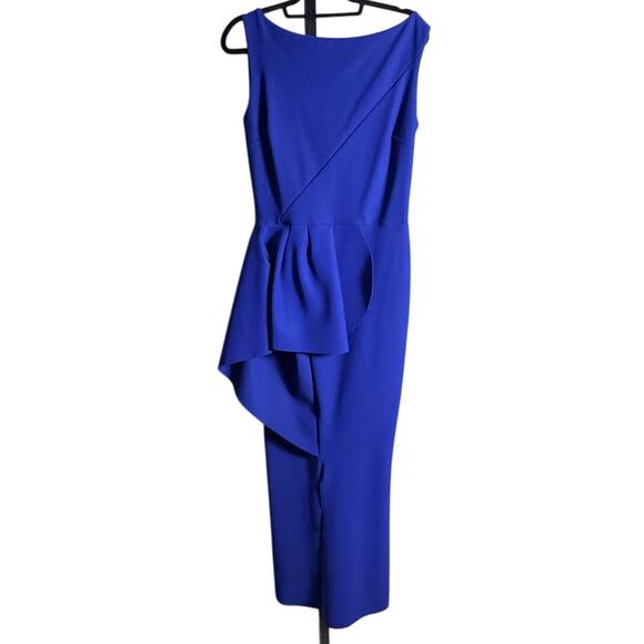 NWT Chiara Boni La Petite Robe Quirina Peplum Gown Dress Blue Size 46 - Picture 4 of 7